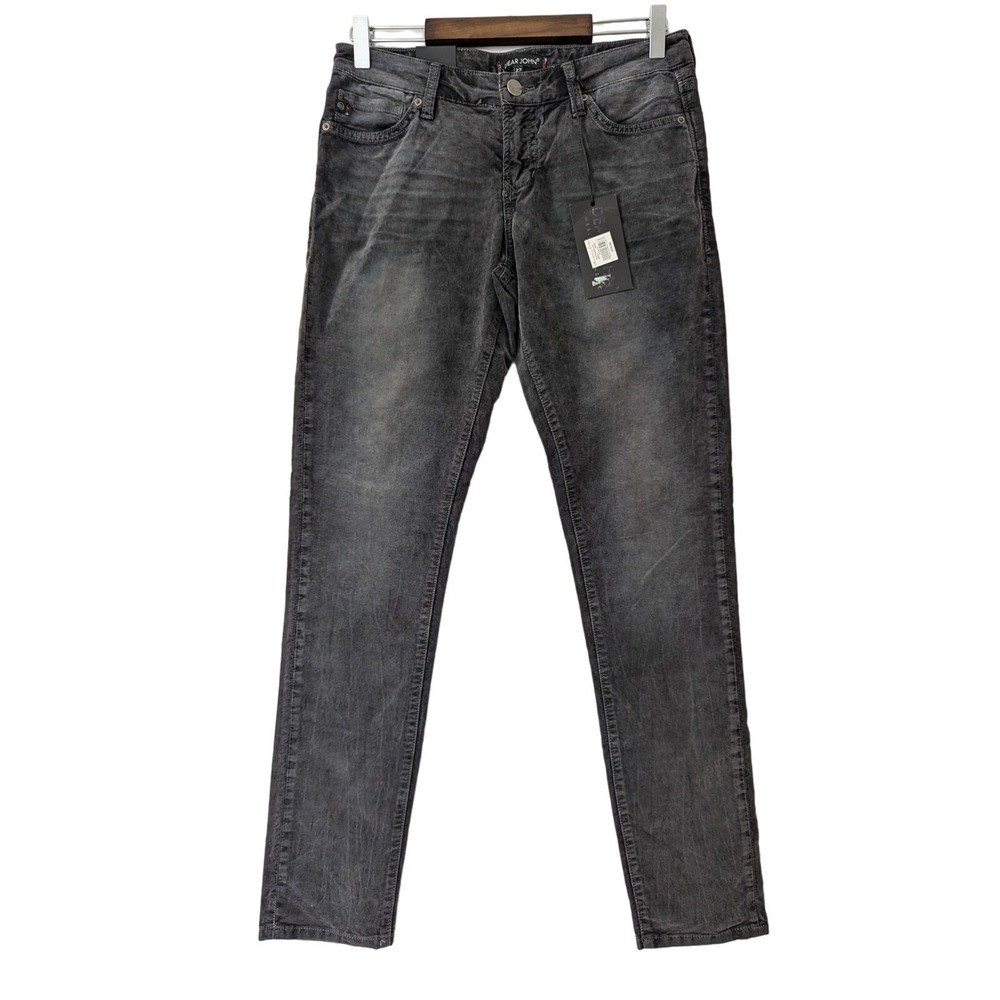 Dear John Corduroy Pants Black Charcoal Size 27 Comfort Skinny Stretch‎ Low Rise